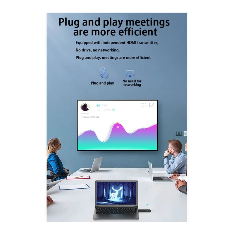 G57 Conference Wireless Video Screen Projector Video Transmitter Receiver Display Adapter 1080P HD Laptop Screen Projector - Saúde Feliz